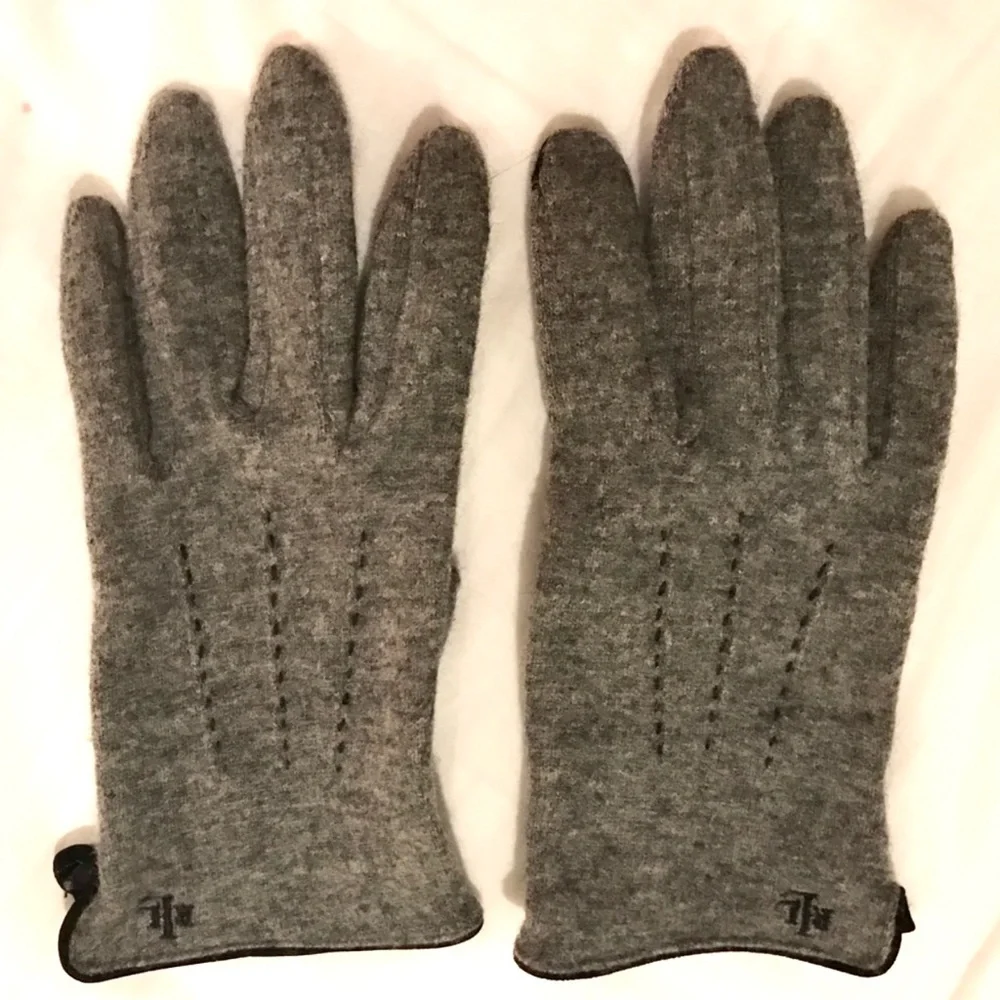 Ralph Lauren Cashmere TEXTING Phone Tech Touch Gloves! Grey os wool
